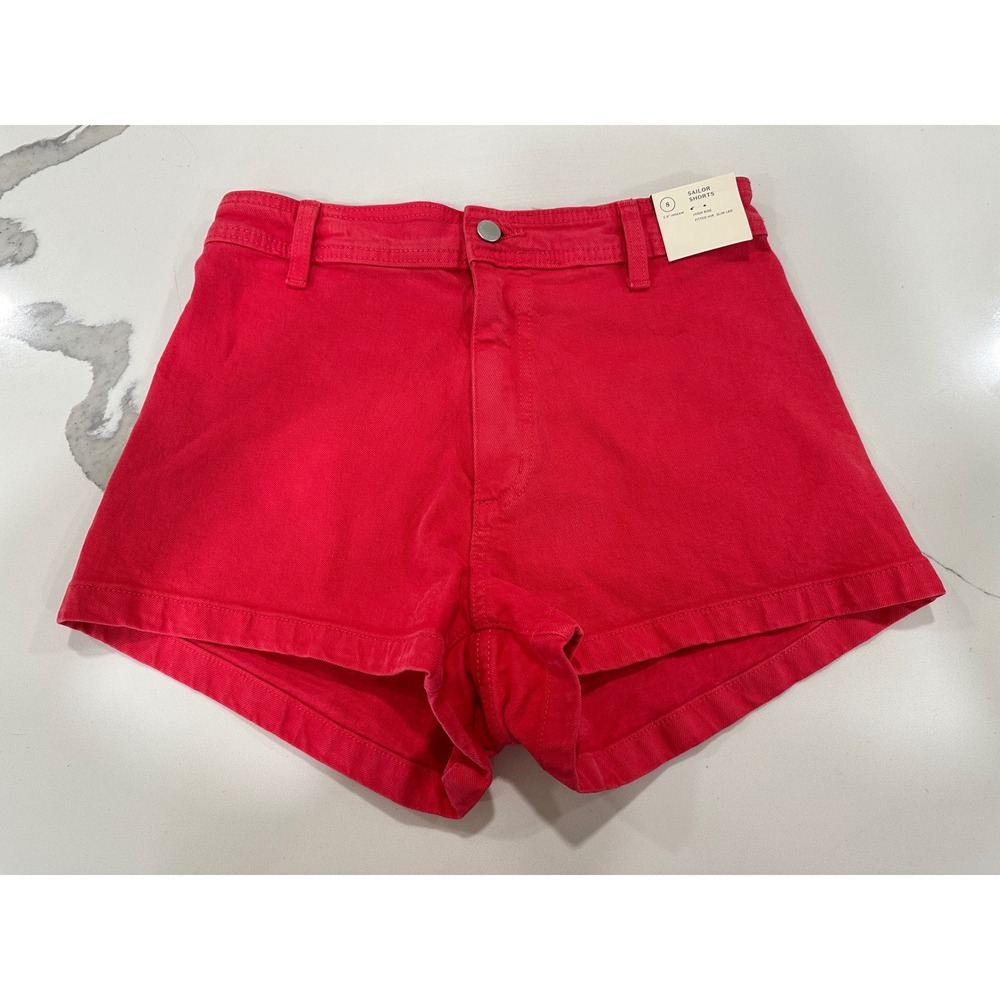 Universal Thread Womens High Rise Sailor Shorts Red Denim Size 8 NWT